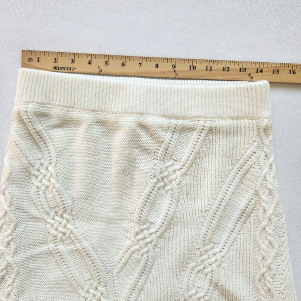 Maeve Anthropologie Cable Knit Cream Mini Skirt Fall Winter Cozy Casual Preppy - Picture 8 of 9